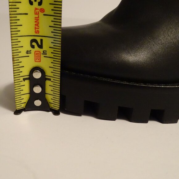 Antonio Melani Black Leather Chunky Lug Block Heel Chelsea Boots Women Size 9 M - Picture 9 of 9